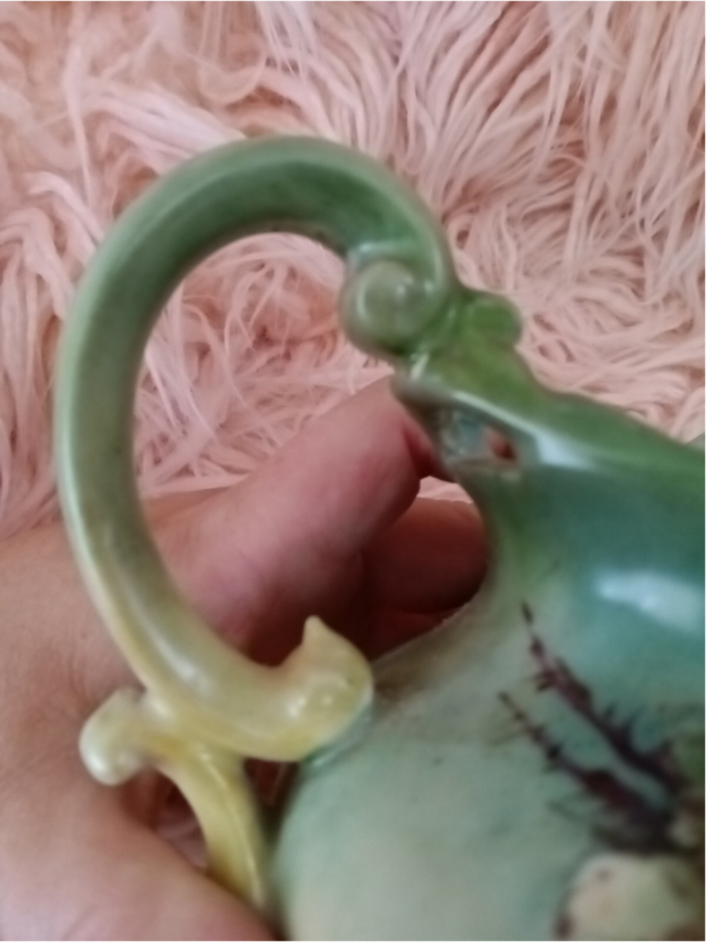 Tresseman & Vogt Limoges france pitcher flowers multicolor pitcher Green yellow - Picture 13 of 16